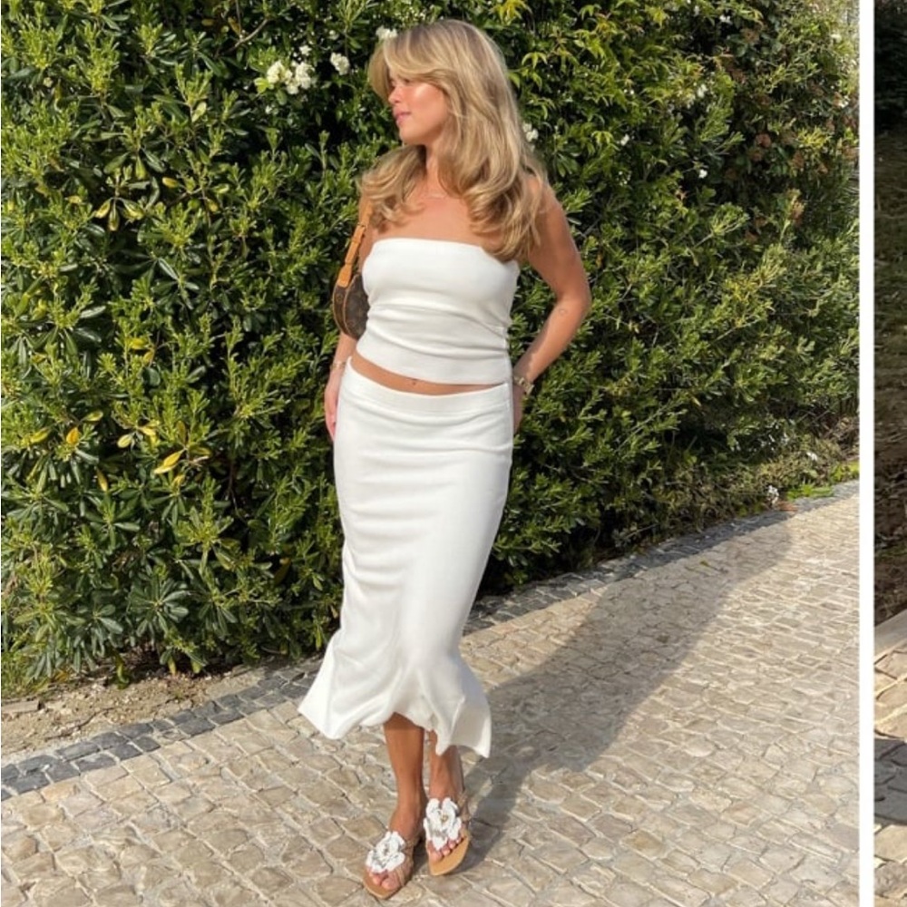 White Midi Knit Skirt – Women
